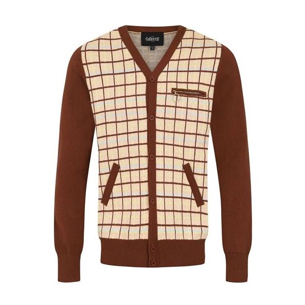 Thomas Checkered Brown Cardigan - PICNIC