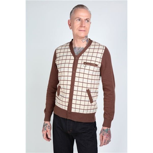 Thomas Checkered Brown Cardigan - PICNIC
