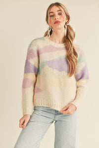Abstract Knit Eyelash Sweater