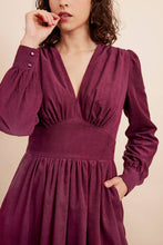 Load image into Gallery viewer, Amara Needlecord Boysenberry Dress