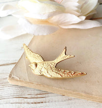 Load image into Gallery viewer, Brass Swallow Hair Barrette