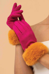 Bettina Gloves - Magenta & Mustard