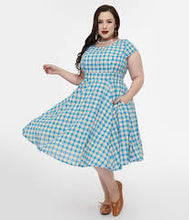 Load image into Gallery viewer, 1950s Blue Anna Swing Dress