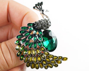 Crystal Peacock Brooch