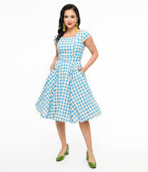 1950s Blue Anna Swing Dress