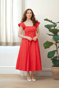 Briar Red Poplin Dress