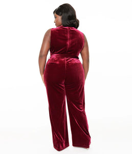 Berry Velvet Hepburn Jumpsuit