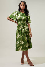 Load image into Gallery viewer, Vetiver Floral Rhythm Drape Midi Dress