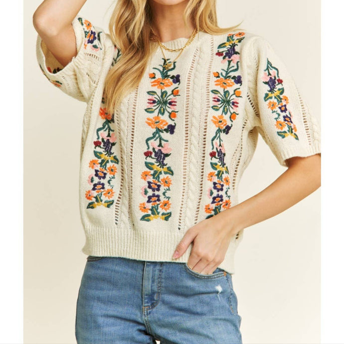 Ivory Embroidered Sweater