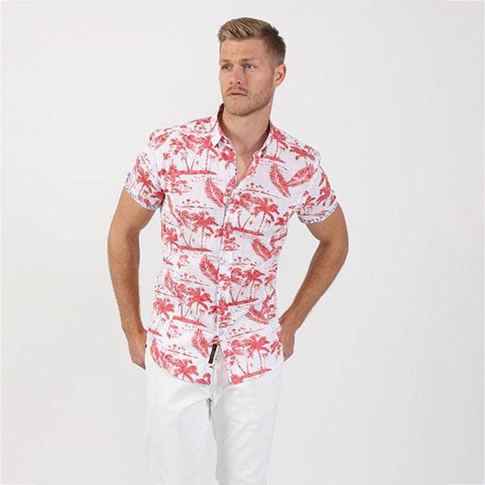 Red Palms Short Sleeve Shirt