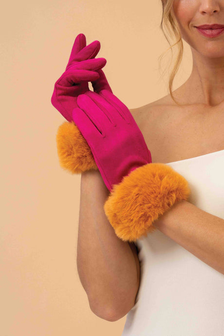 Bettina Gloves - Magenta & Mustard