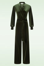 Load image into Gallery viewer, Emmylou Velvet Jumpsuit Olive