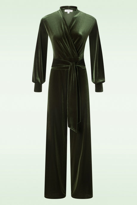 Emmylou Velvet Jumpsuit Olive