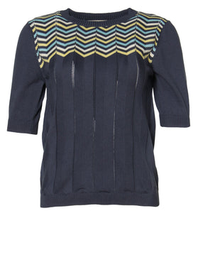 Navy striped Sweater with Chevron detail