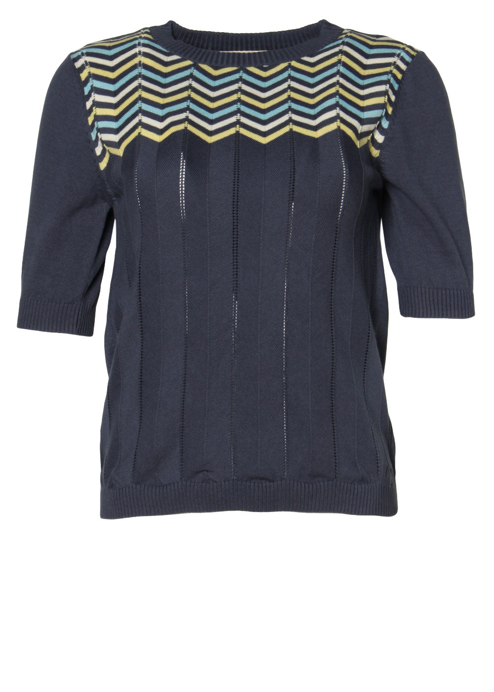 Navy striped Sweater with Chevron detail