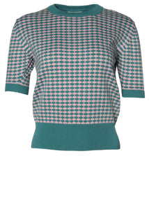 Teal & Lilac Check Sweater