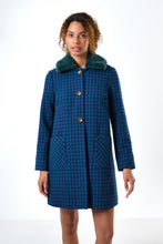 Load image into Gallery viewer, Dryden Wyoming Blue Faux Fur Collar Coat