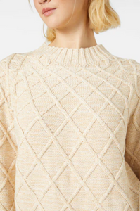 Quinn Diamond Knit Sweater in Natural