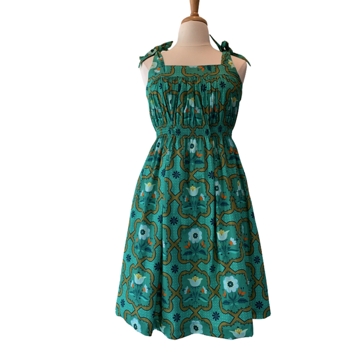 Jade Tulips Cotton Lined Sundress