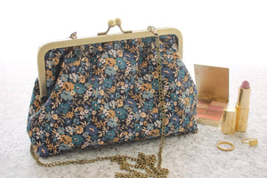 Emma Retro Blue Flowers Purse