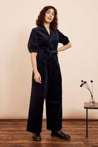 Stella Needlecord Navy Black Jumpsuit Long