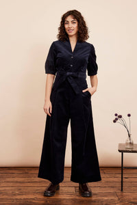 Stella Needlecord Navy Black Jumpsuit Long