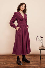 Load image into Gallery viewer, Amara Needlecord Boysenberry Dress