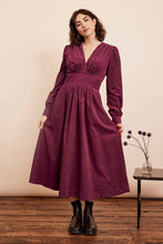 Load image into Gallery viewer, Amara Needlecord Boysenberry Dress