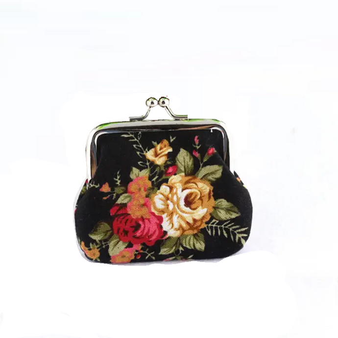 Winter Floral Canvas Coin Purse