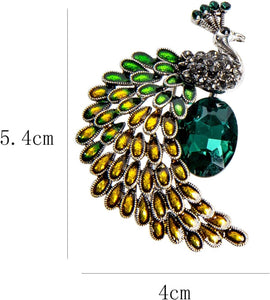 Crystal Peacock Brooch