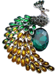 Crystal Peacock Brooch