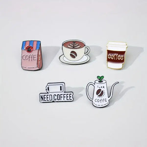 Caffeine Lover's 5 brew enamel pins