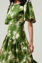 Load image into Gallery viewer, Vetiver Floral Rhythm Drape Midi Dress