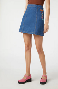 Denim Embroidered Skirt