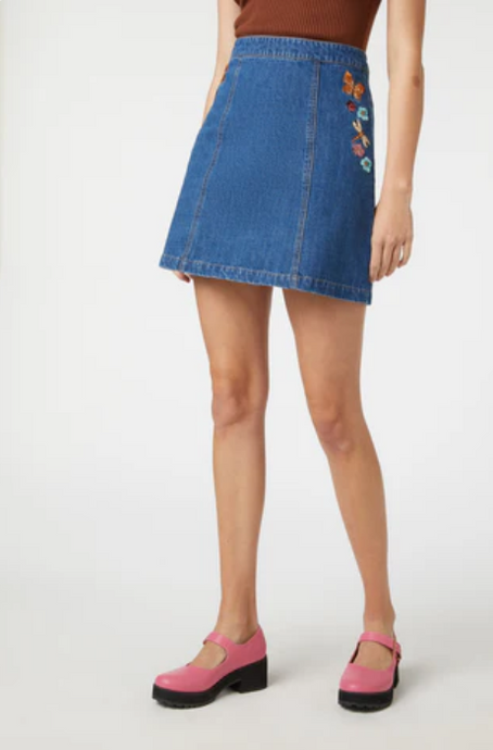 Denim Embroidered Skirt