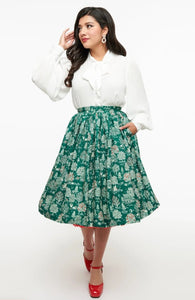 Winter Vintage Print 1950's Skirt