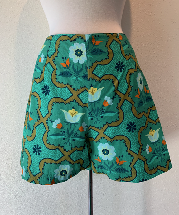 Jade Tulips Cotton Shorts