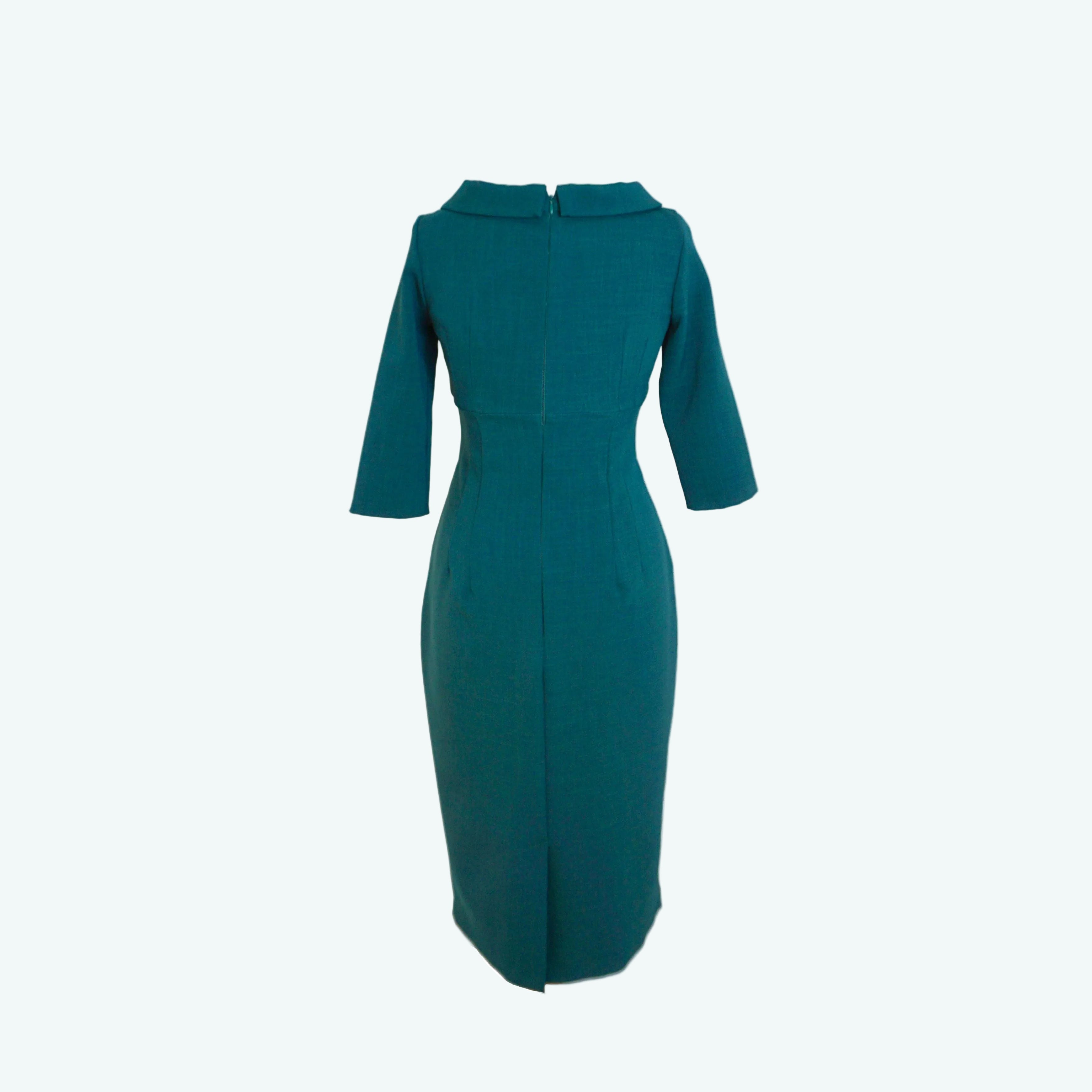 Kennedy Roll Collar Pencil Dress 16 / Forest Green