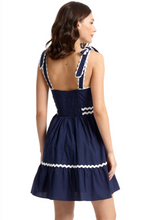 Load image into Gallery viewer, Navy ricrac tie strap dress