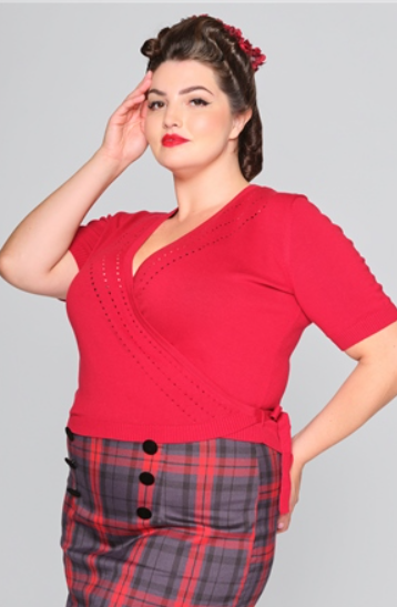 Lorella Knit Wrap Cardigan in Red