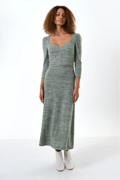 Ambrose Soft Marl Jersey Sweetheart Neck Midi Dress