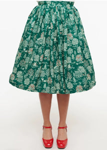 Winter Vintage Print 1950's Skirt