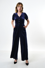 Load image into Gallery viewer, Lyes Velvet Jumpsuit in Navy