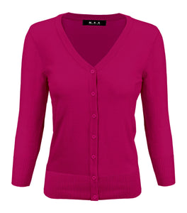 3/4 Sleeve V-neck Cardigan