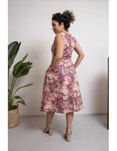 Amelia Dress in Mucha Plum Flowers - PICNIC