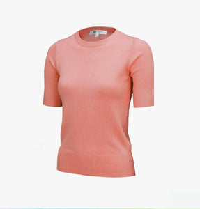 Short Sleeve Pullover Knit in Bubblegum Pink - PICNIC