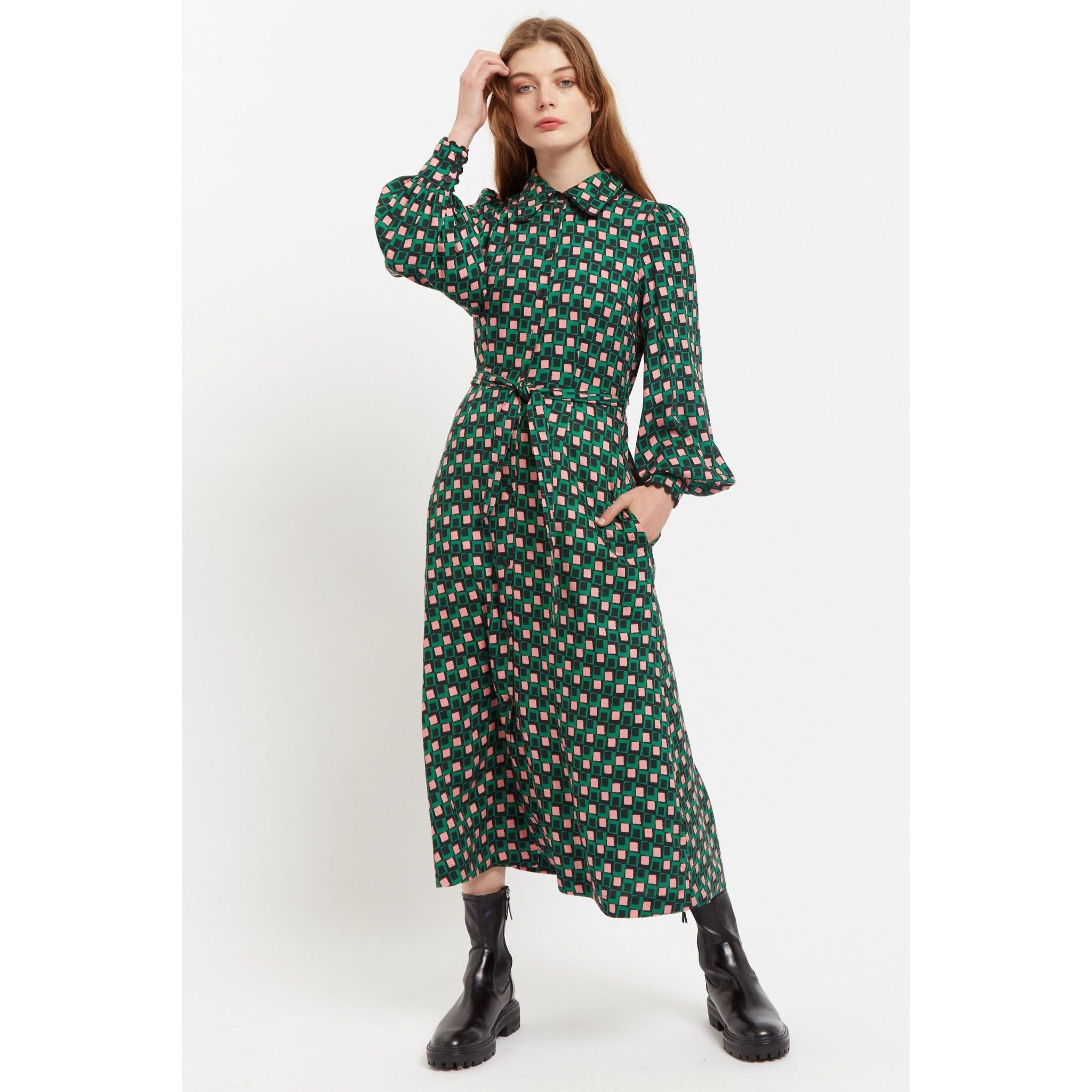 Tabitha Retro Cubes Midi Dress - PICNIC